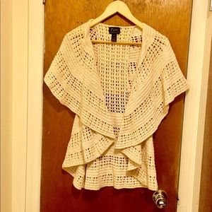 Anthro Pure Handknit cream knit shawl/cardigan
